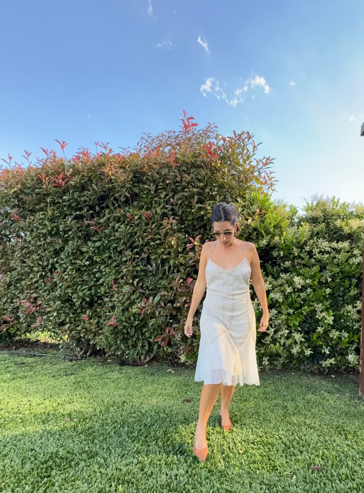 Vestido con bordados y tul Marina vintage