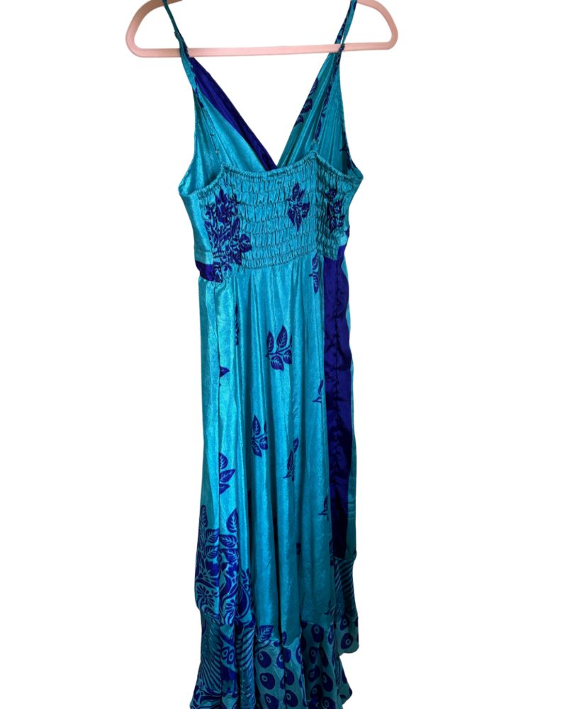 Maxivestido turquesa estampado MT Collection — espalda